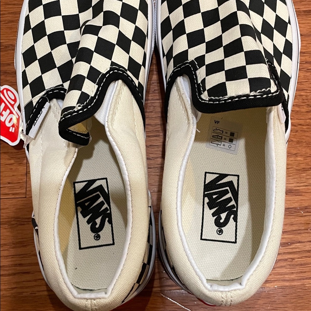 Vans Black and Cream Checkerboard Slip-Ons NWT size 2 - Picture 5 of 6